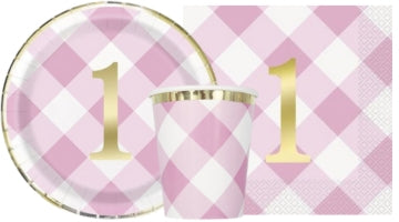 Pink Gingham 1st Birthday Parties