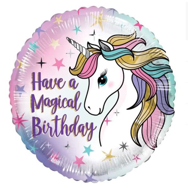 18" Eco Magical Birthday Unicorn Foil Balloon