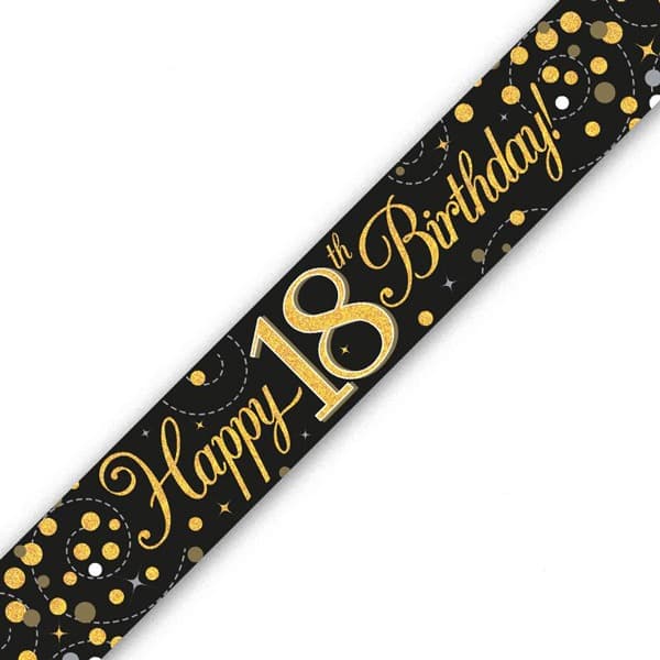 Happy 18th Birthday Black Sparkling Fizz Banner