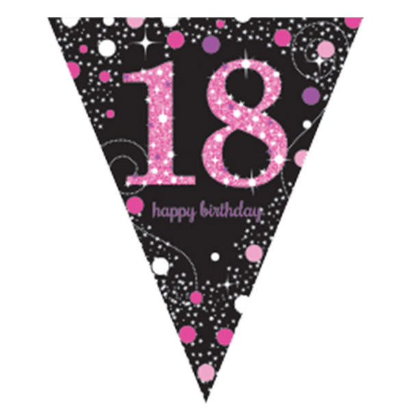 Happy Birthday 18th Pink Celebration Pennant Banner