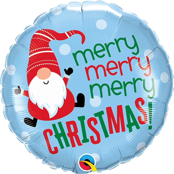18" Merry Christmas Gnome Foil Balloon