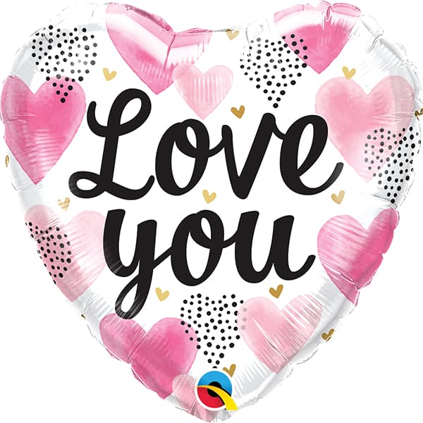 18" Love You Watercolour Foil Balloon