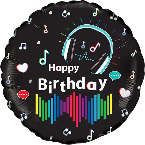 18" Happy Birthday Media Music Foil Balloon