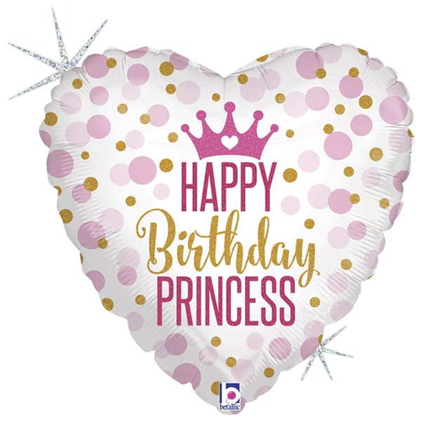 18" Happy Birthday Princess Glitter Foil Balloon
