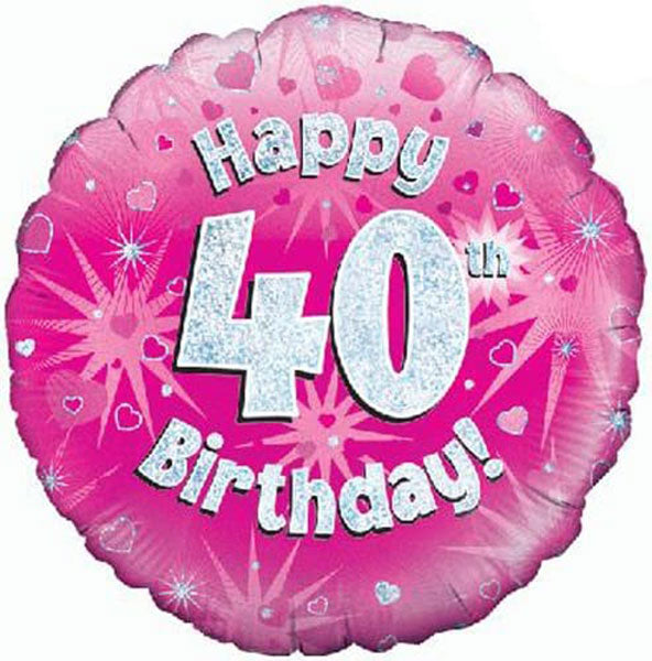 18" Happy 40th Birthday Pink Foil Balloon