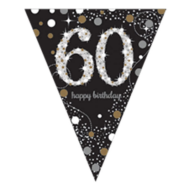 Happy Birthday 60th Gold Celebration Pennant Banner