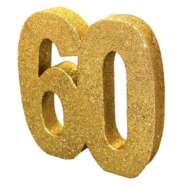 60th Gold Glitter Table Decoration