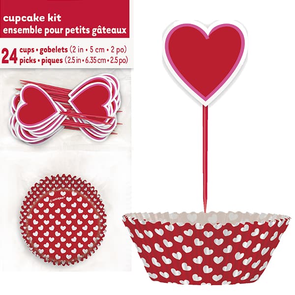 Love Heart Cupcake Kit 24pc