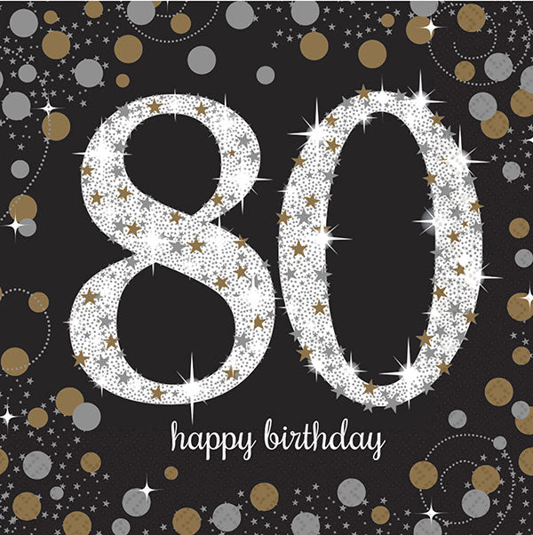 80th Gold Celebration Birthday Napkins 16pk