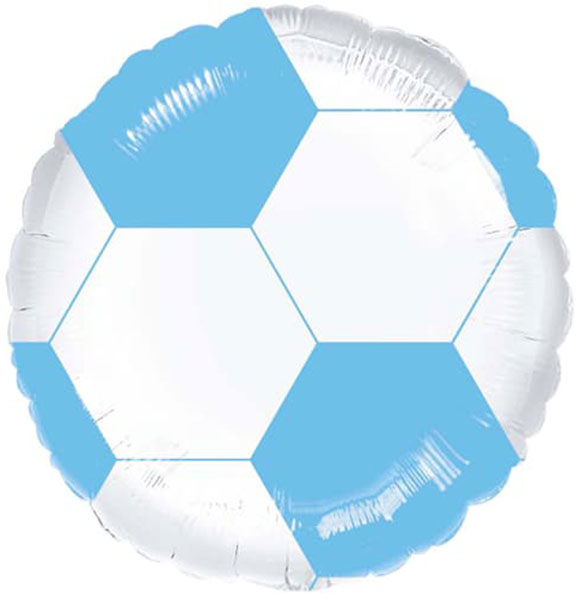 18" Light Blue & White Football Foil Balloon