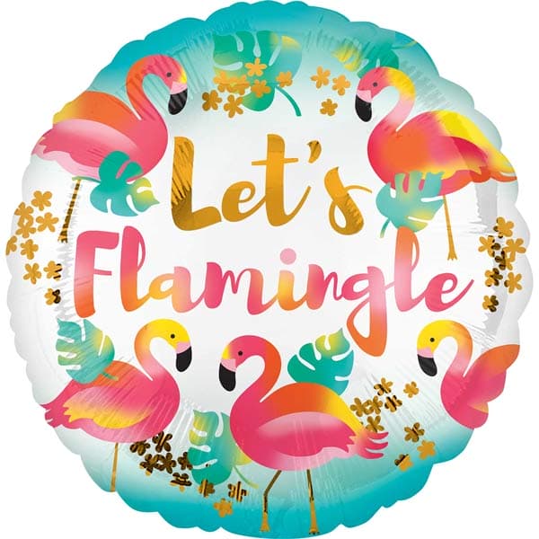 18" Lets Flamingle Foil Balloon