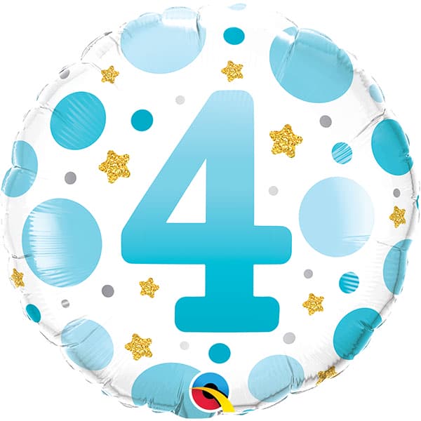 18" Age 4 Blue Dots Birthday Foil Balloon