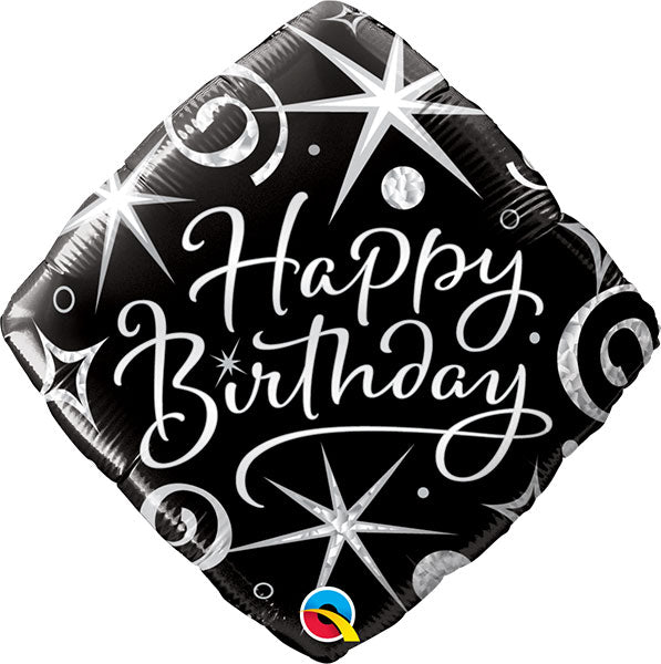 18" Happy Birthday Elegant Sparkle Swirls Foil Balloons