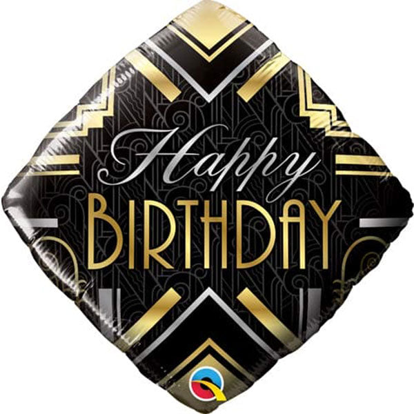 18" Happy Birthday Art Deco Foil Balloon