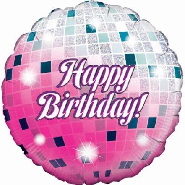 18" Glitterball Happy Birthday Foil Balloon