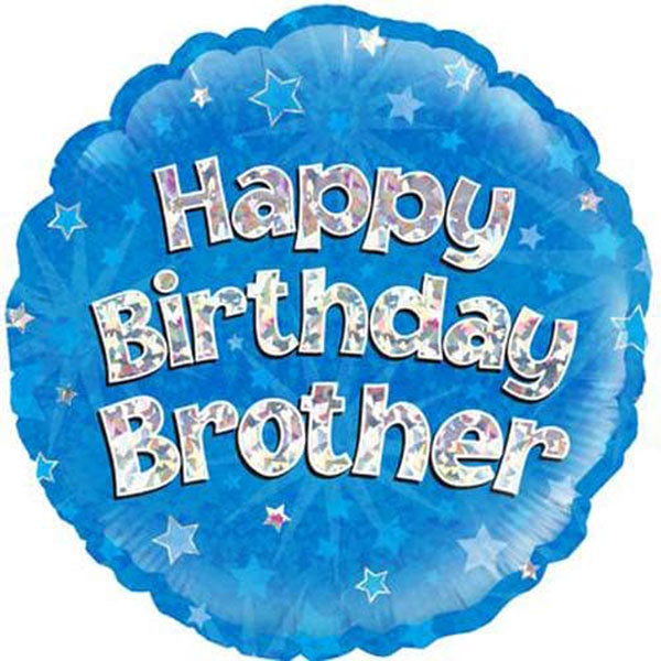 18" Happy Birthday Brother Blue Foil Balloon