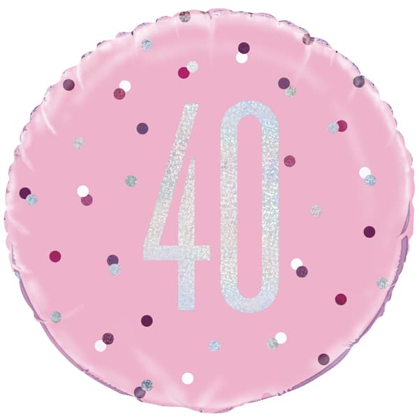 18" Pink Glitz Happy 40th Birthday Foil Balloon