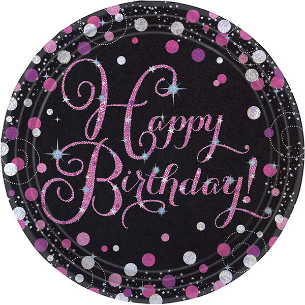 Pink Celebration Birthday Plates 8pk