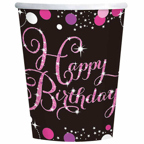 Pink Celebration Birthday Cups 8pk