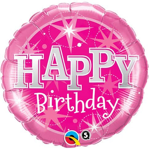 18" Happy Birthday Pink Sparkle Foil Balloon