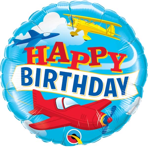 18" Happy Birthday Airplanes Foil Balloon
