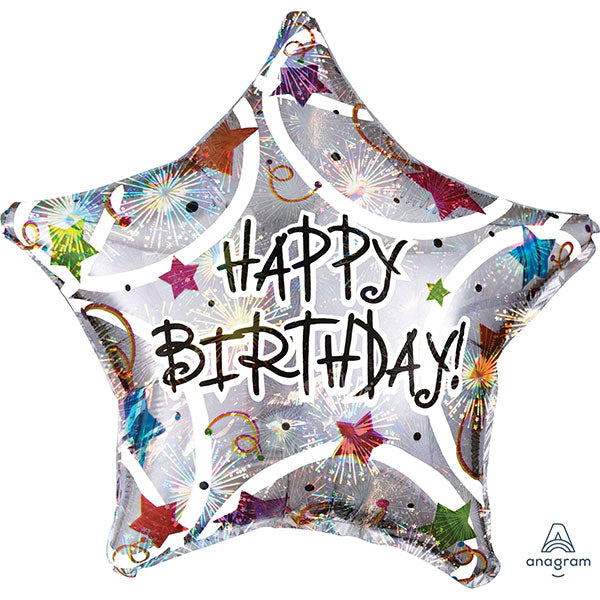 18" Happy Birthday Stars Foil Balloon