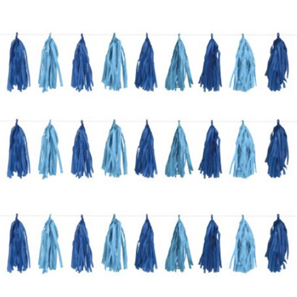 Blue Tissue Tassel Garland