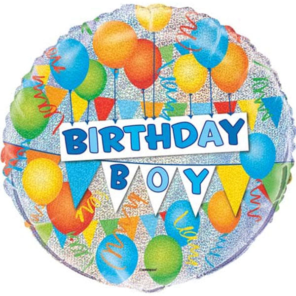 18" Birthday Boy Prismatic Foil Balloon