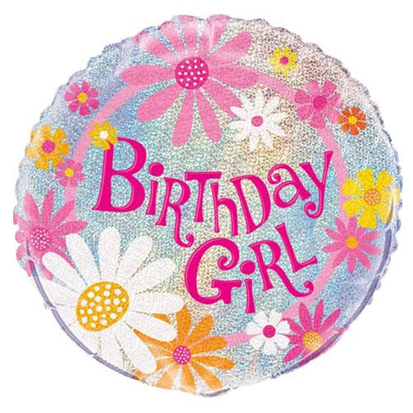18" Birthday Girl Prismatic Foil Balloon