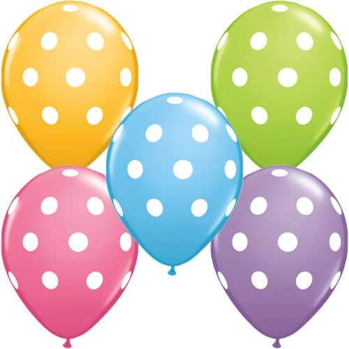 11 Inch Big Polka Dots Assorted Latex Balloons 50pk