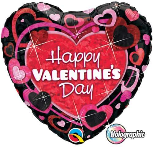 18" Valentines Shimmering Hearts Valentine Foil Balloon