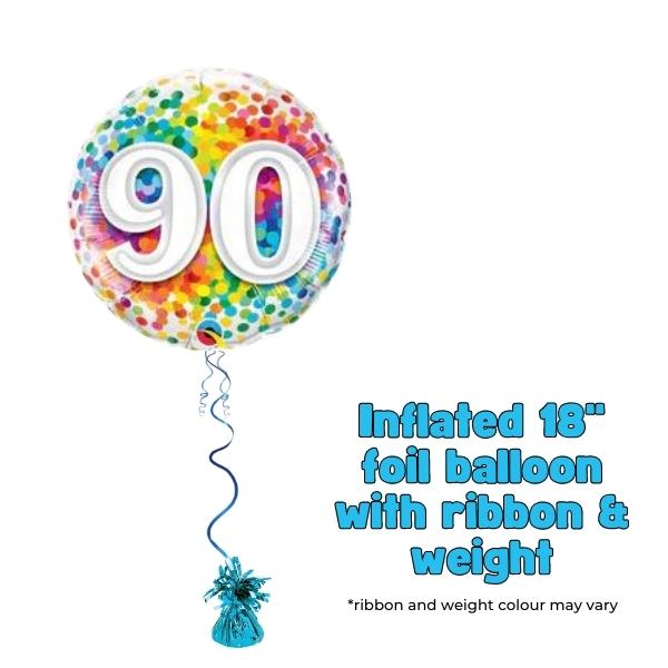 18" Age 90th Birthday Confetti Foil Balloon