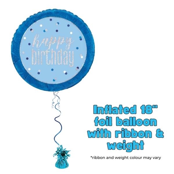 18" Blue & Silver Glitz Happy Birthday Foil Balloon