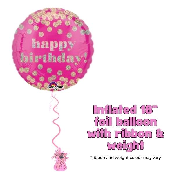 18" Dotty Happy Birthday Foil Balloon