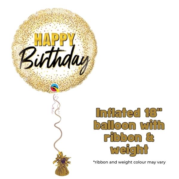 18" Gold Glitter Dots Birthday Foil Balloon