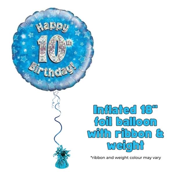 18" Happy 10th Birthday Blue Foil Balloon