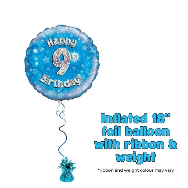18" Happy 9th Birthday Blue Foil Balloon