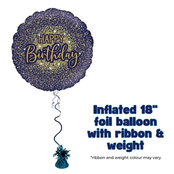 18" Happy Birthday Blue Glitter Foil Balloon