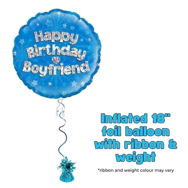 18" Happy Birthday Boyfriend Blue Foil Balloon