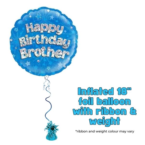 18" Happy Birthday Brother Blue Foil Balloon