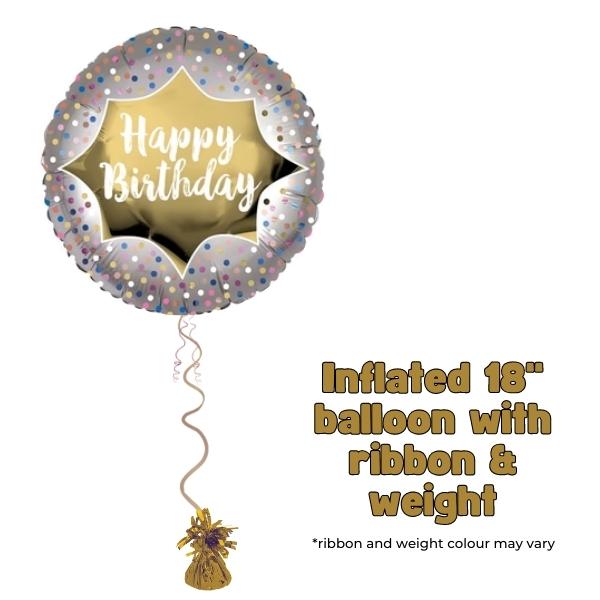 18" Happy Birthday Gold Bursts Foil Balloon