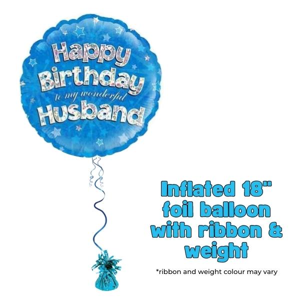 18" Happy Birthday Husband Blue Foil Balloon