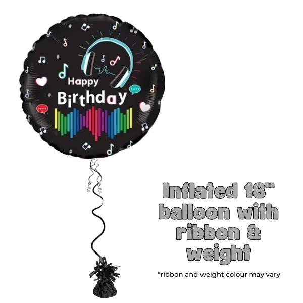 18" Happy Birthday Media Music Foil Balloon