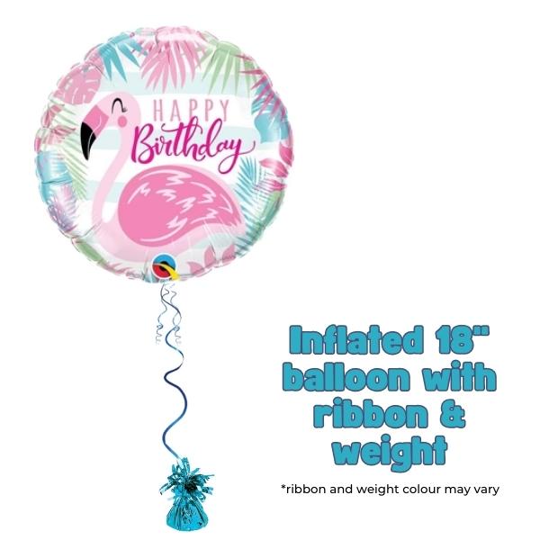 18" Happy Birthday Pink Flamingo Foil Balloon