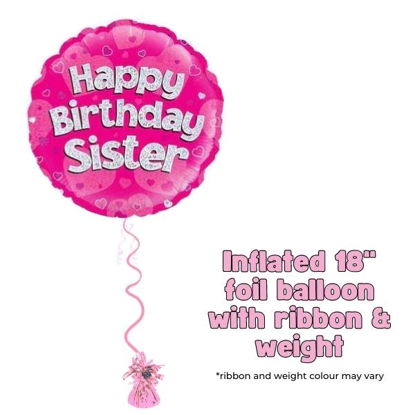 18" Happy Birthday Sister Pink Foil Balloon