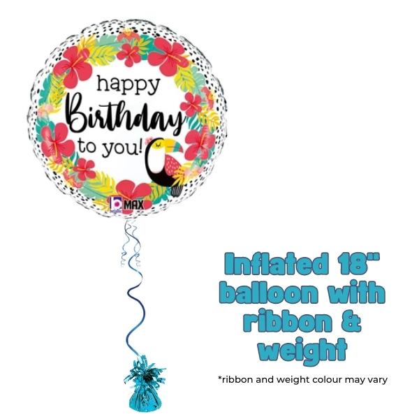 18" Happy Birthday Tropical Toucan Foil Balloon