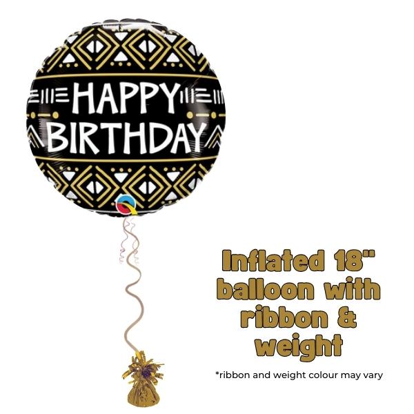 18" Mud Cloth Print Happy Birthday Foil Balloon