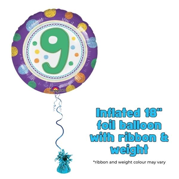 18" Spot On 9th Birthday Foil Balloon