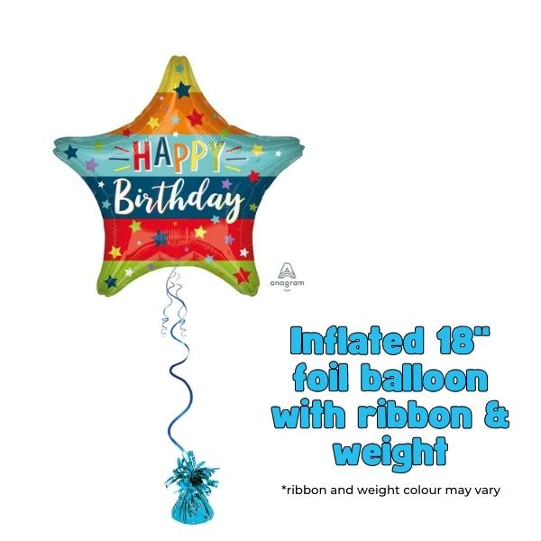18" Stars & Stripes Happy Birthday Foil Balloon