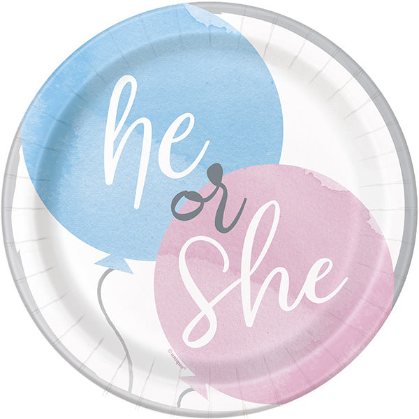 7" He or She Paper Plates 8pk